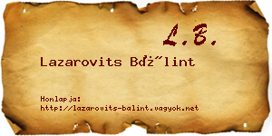 Lazarovits Bálint névjegykártya