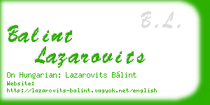 balint lazarovits business card